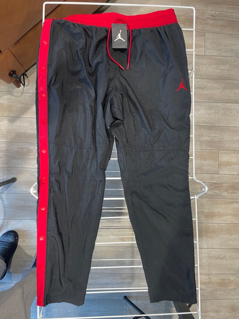 Jordan Black Track Pants with Red Trim and Jumpman
